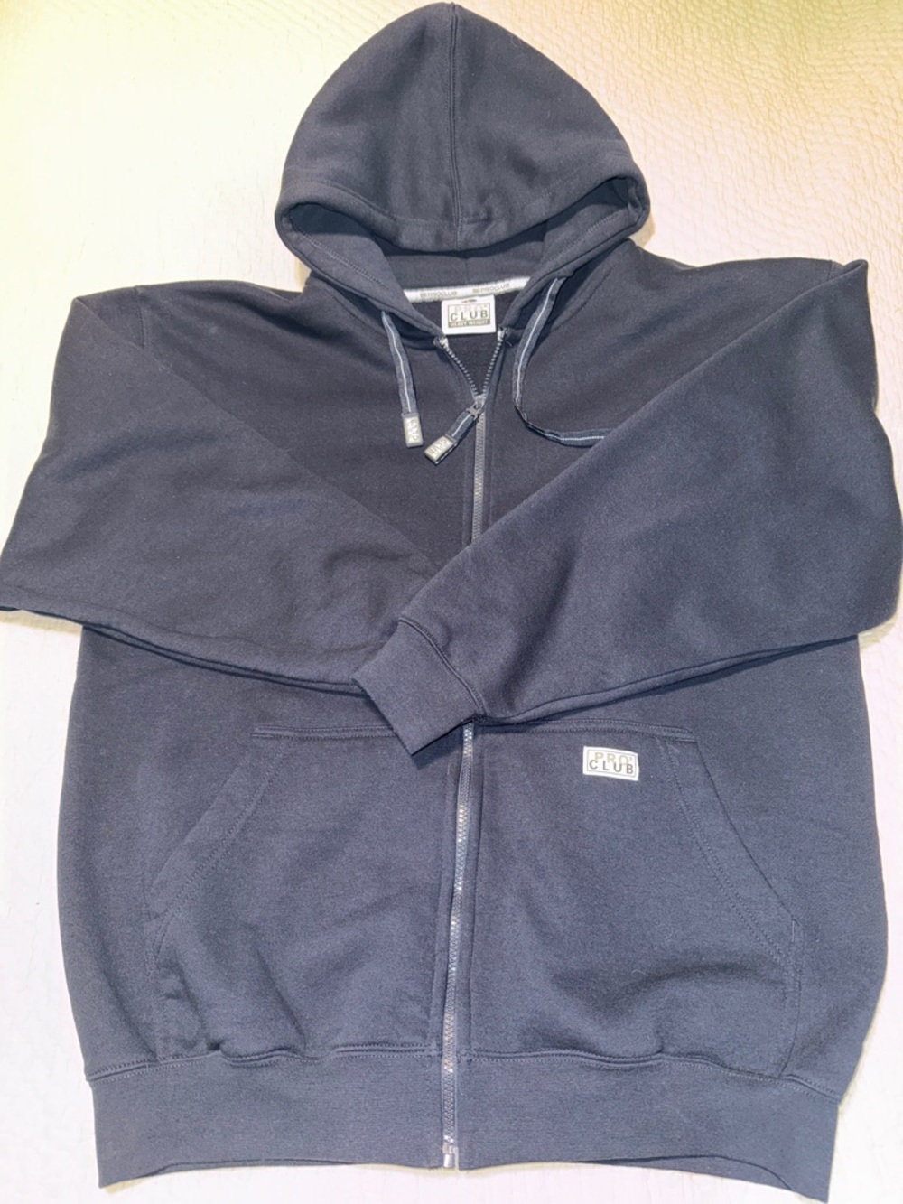 Heavy Weight Pro Club Zip-Up Hoodie in Dark Navy
